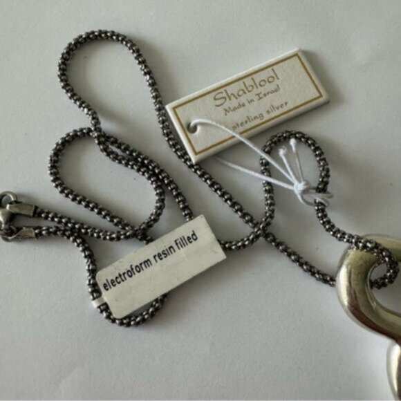 Shablool Israel Floating Heart Electroform St Slv 925 Pendant w Popcorn necklace - Picture 12 of 16